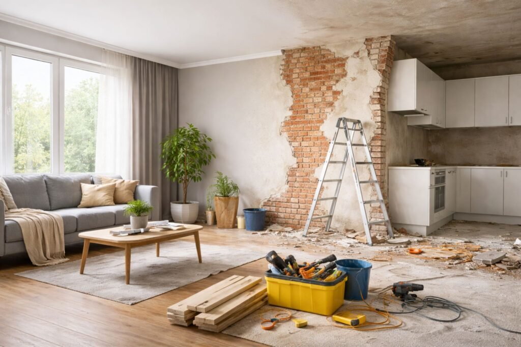 Interno casa in fase di ristrutturazione